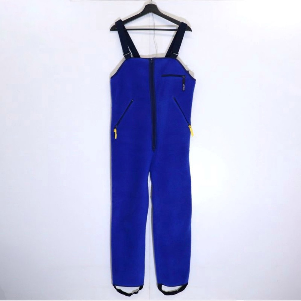 Vintage 90s Patagonia Fleece Bib Overalls Blue Ski Snowboard Winter USA Made-L